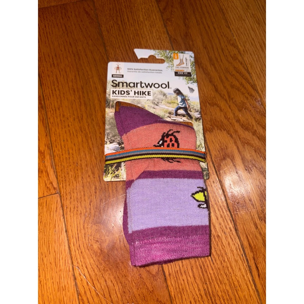 Smartwool Kids Hike Full Cushion Crew Socks Meadow Mauve Garden Bug size YLG 3-6